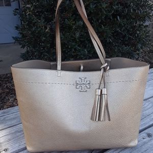 Tory Burch McGraw gold tone tote